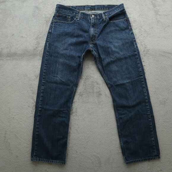 Levi's 514 Jeans Mens Size 38x32 Dark Blue Classic Straight 100% Cotton Denim - Picture 1 of 16